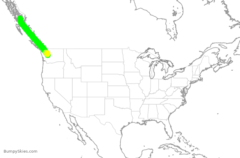 Turbulence forecast map for ASA7005, KTN to SEA