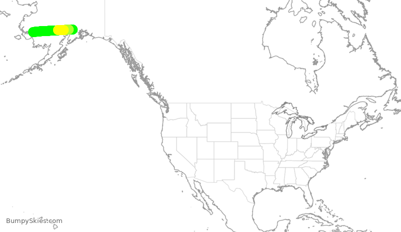 Turbulence forecast map for ASA7010, ANC to ABE