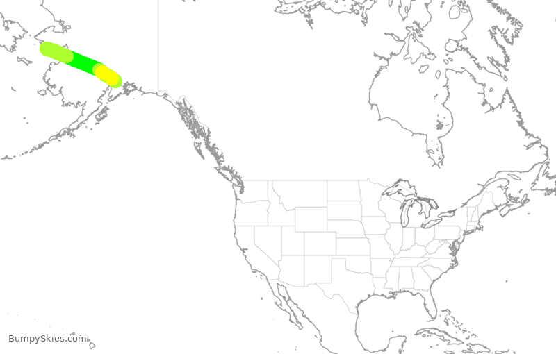Turbulence forecast map for ASA7011, ANC to AOM