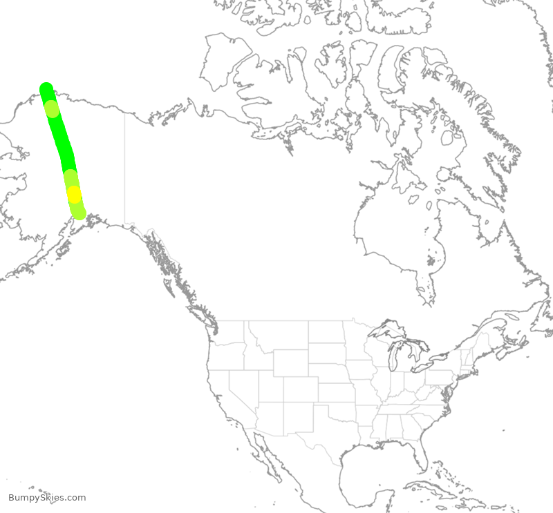 Turbulence forecast map for ASA7015, ABR to ANC