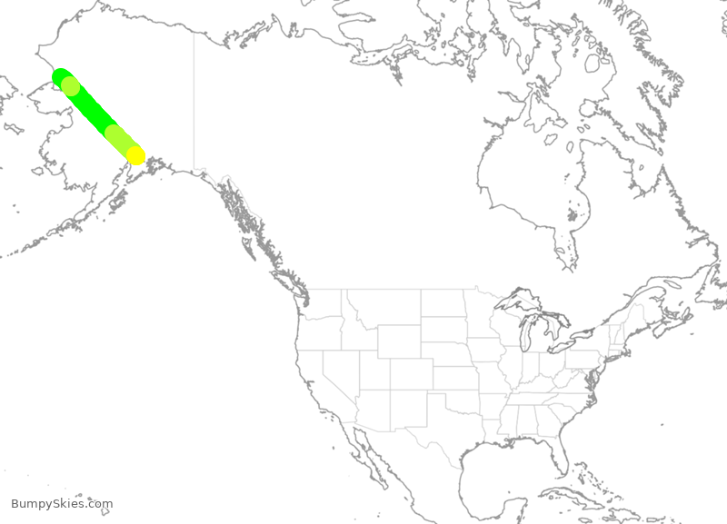 Turbulence forecast map for ASA7025, ANC to OTZ