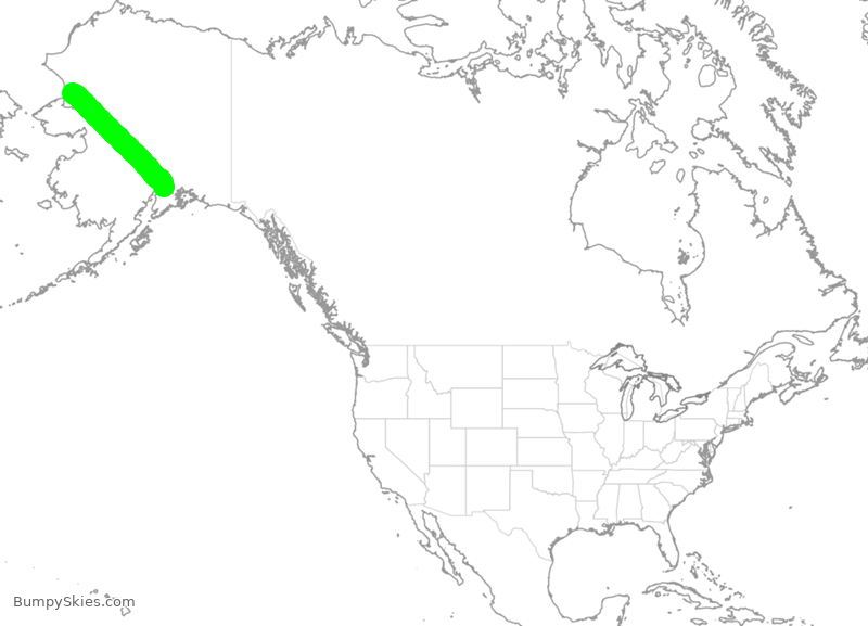 Turbulence forecast map for ASA7026, OTZ to ANC