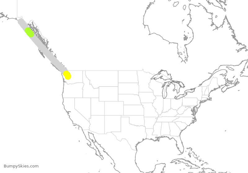 Turbulence forecast map for ASA7039, YAK to SEA