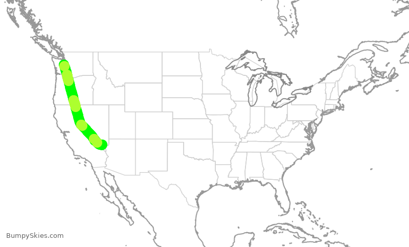 Turbulence forecast map for ASA704, SEA to LAS