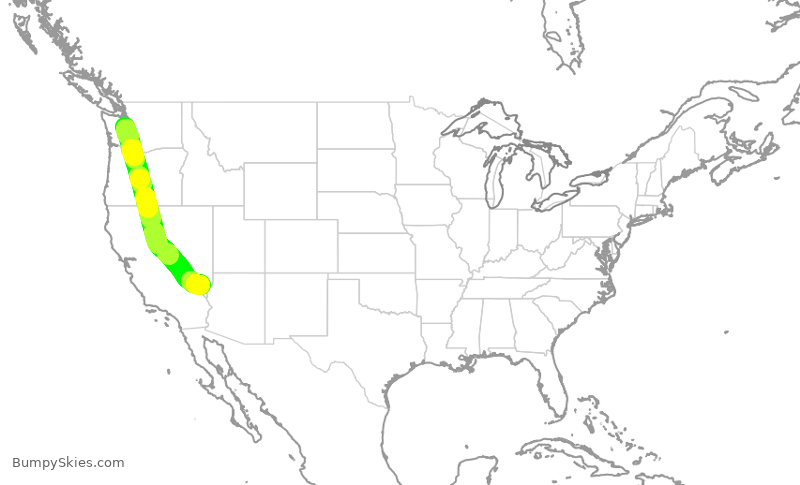Turbulence forecast map for ASA707, SEA to LAS