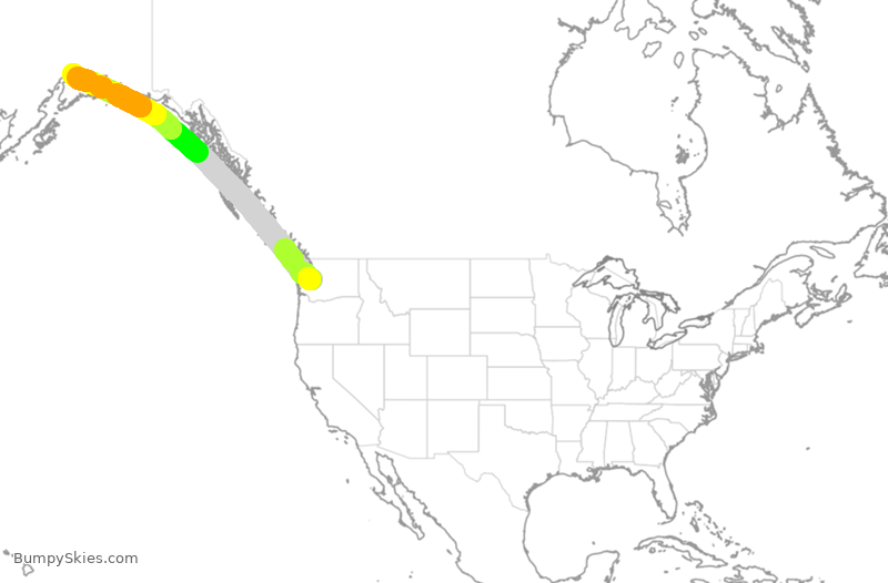 Turbulence forecast map for ASA708, SEA to ANC