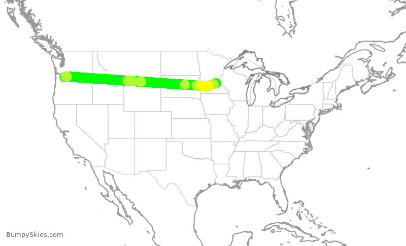 Turbulence forecast map for ASA714, PDX to MSP