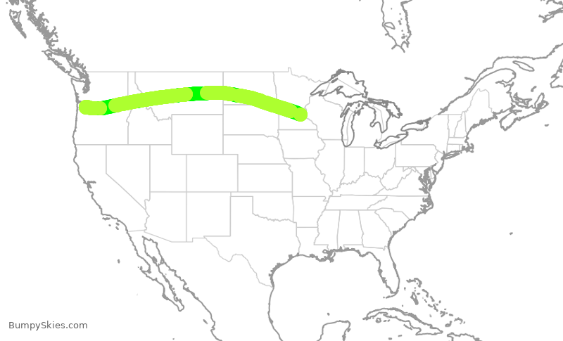 Turbulence forecast map for ASA715, MSP to PDX