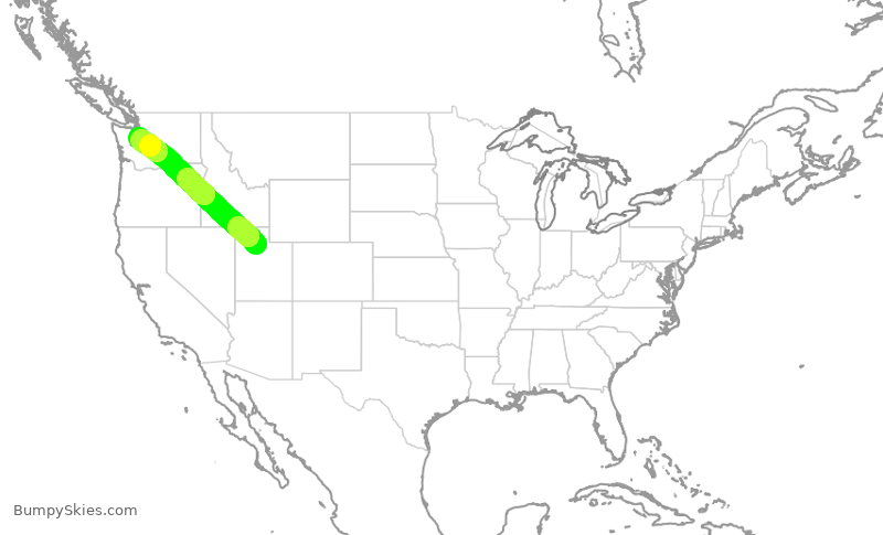 Turbulence forecast map for ASA719, SLC to SEA