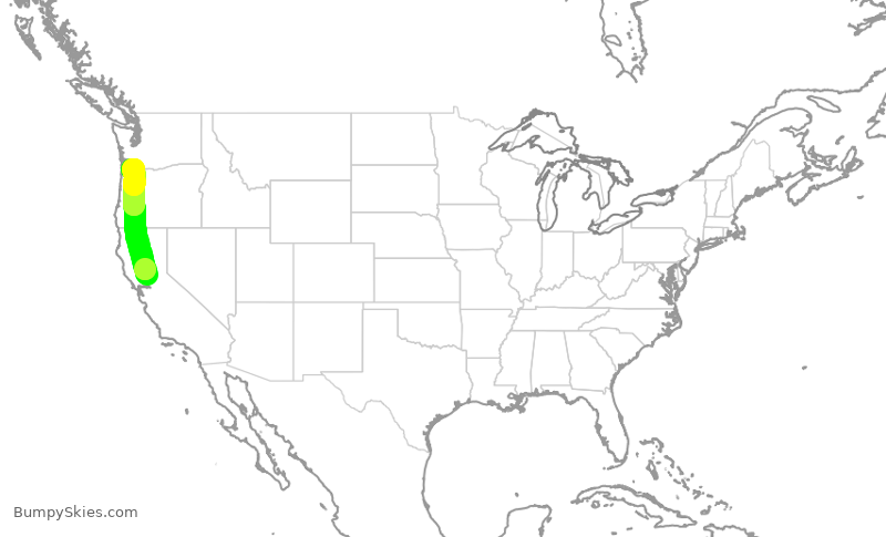Turbulence forecast map for ASA720, SMF to PDX