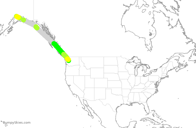 Turbulence forecast map for ASA722, ANC to SEA