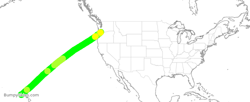 Turbulence forecast map for ASA729, LIH to PDX
