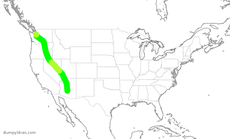 Turbulence forecast map for ASA731, PHX to PAE