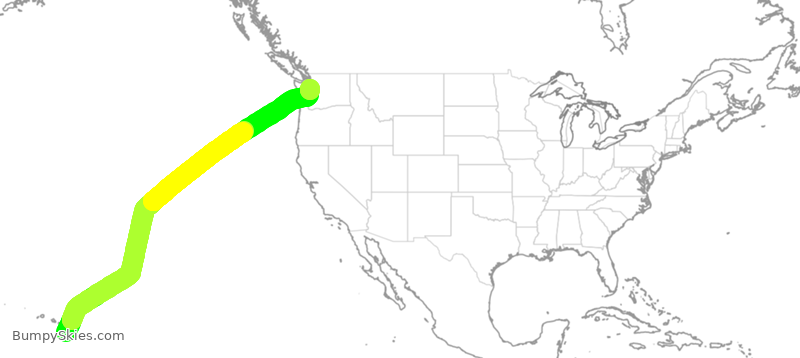 Turbulence forecast map for ASA735, KOA to SEA