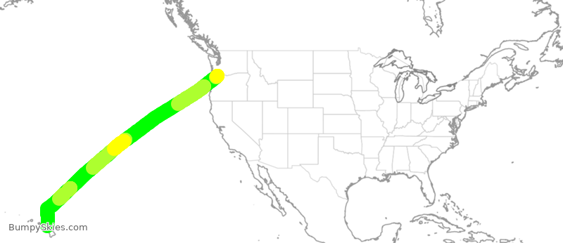 Turbulence forecast map for ASA739, PDX to HOG
