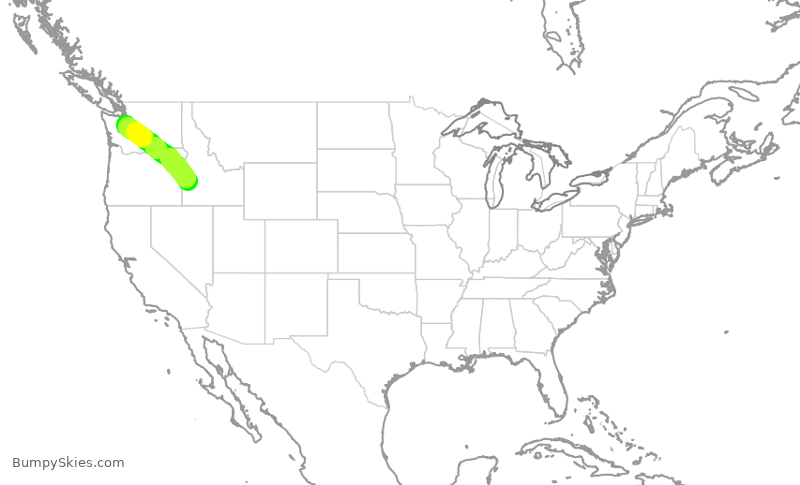 Turbulence forecast map for ASA740, BOI to SEA