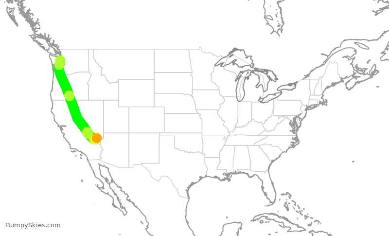 Turbulence forecast map for ASA749, LAS to SEA
