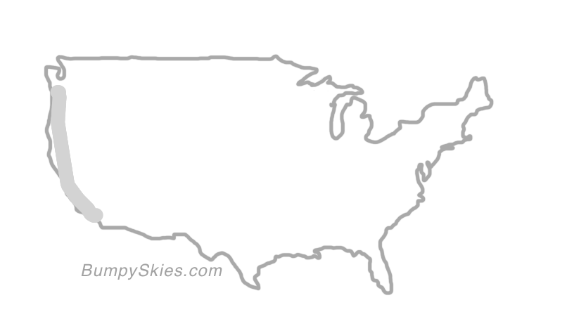 Map of continental US with illustrated flight path and turbulence forecast (described in text below)