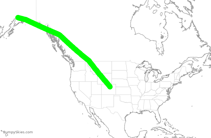 Turbulence forecast map for ASA752, ANC to DEN