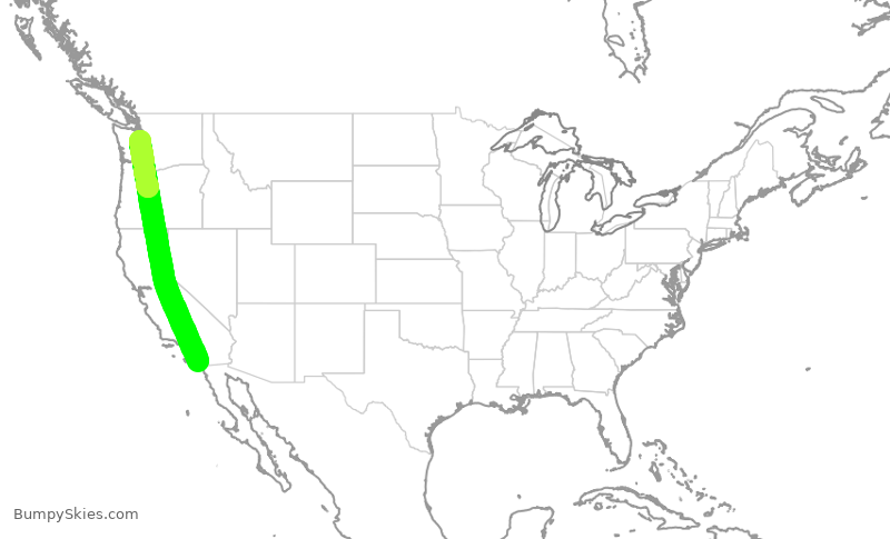Turbulence forecast map for ASA753, SAN to SEA