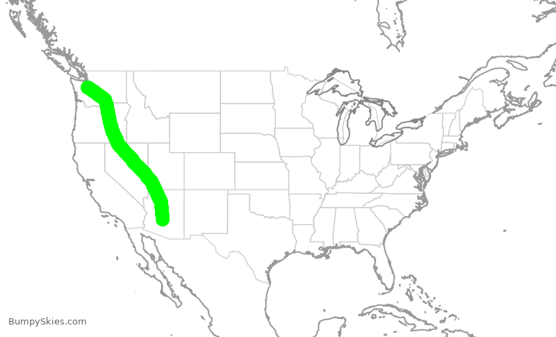 Turbulence forecast map for ASA755, PHX to SEA