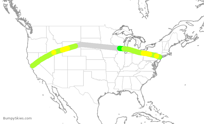 Turbulence forecast map for ASA755, SFO to EWR