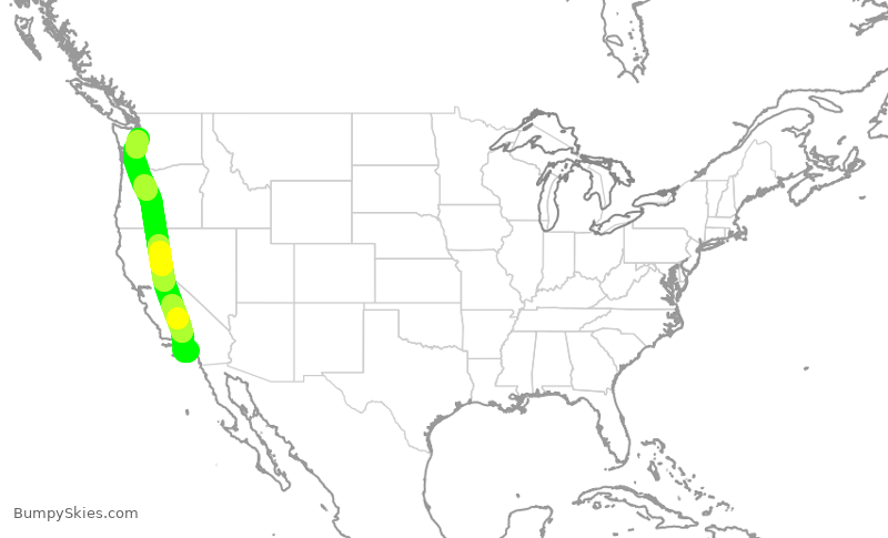 Turbulence forecast map for ASA760, SNA to SEA