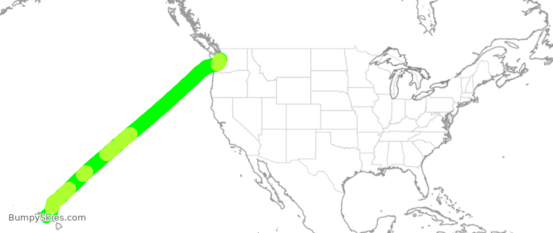 Turbulence forecast map for ASA762, HNL to SEA