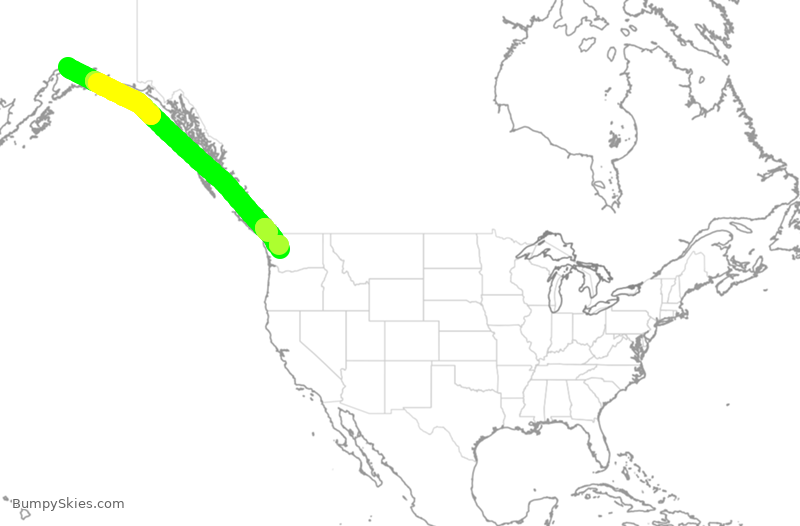 Turbulence forecast map for ASA765, ANC to SEA