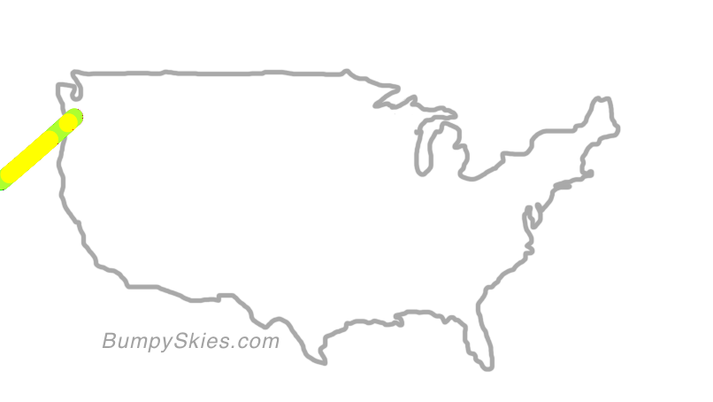 Map of continental US with illustrated flight path and turbulence forecast (described in text below)