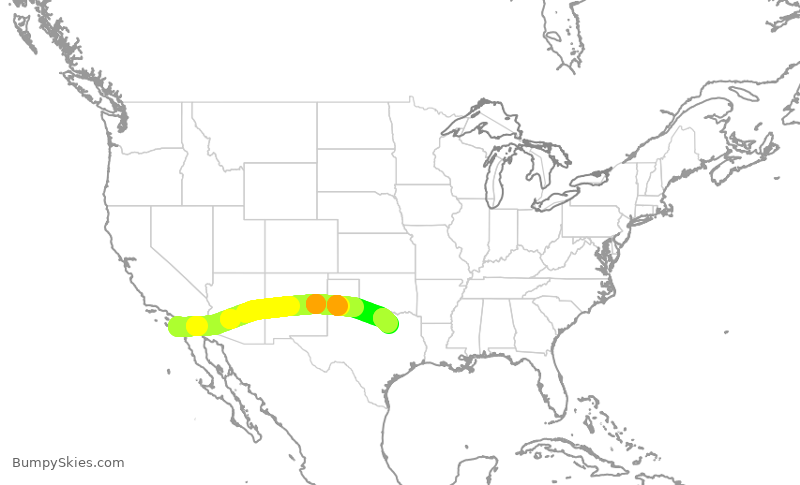 Turbulence forecast map for ASA771, SAN to DFW