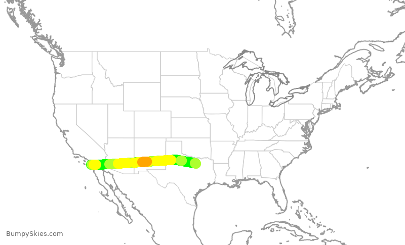 Turbulence forecast map for ASA780, DFW to SAN