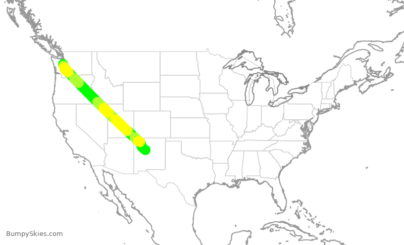 Turbulence forecast map for ASA780, SEA to ABQ