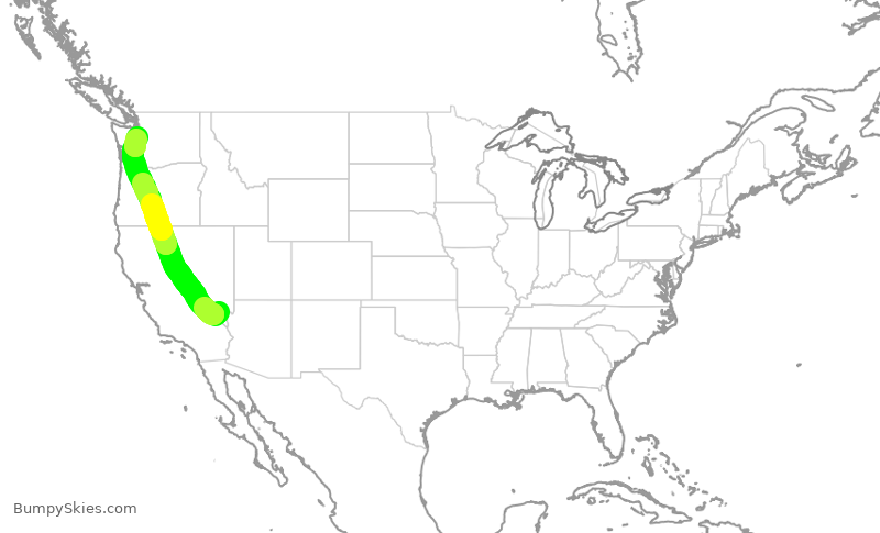 Turbulence forecast map for ASA785, LAS to SEA