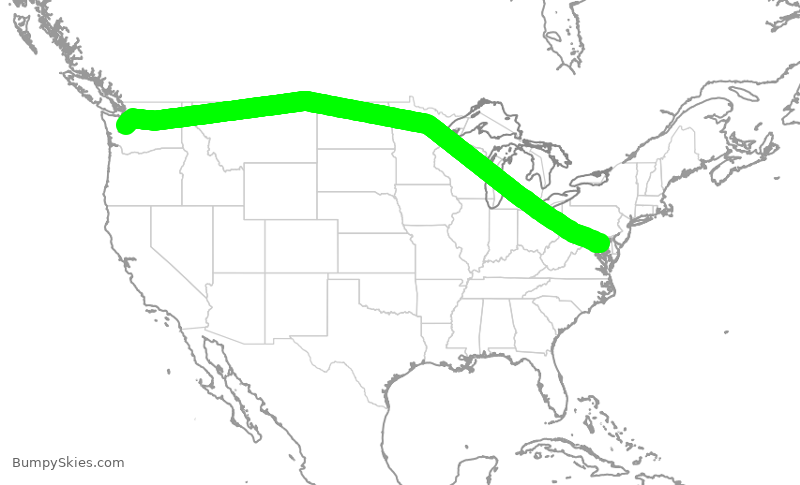 Turbulence forecast map for ASA786, BWI to SEA