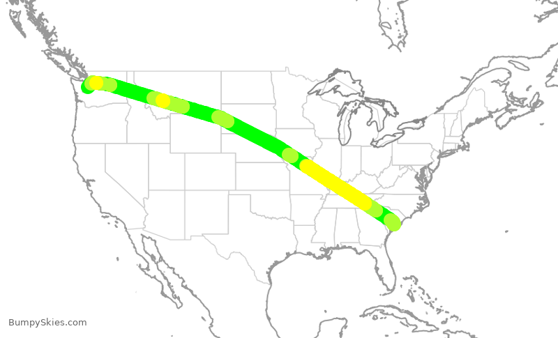 Turbulence forecast map for ASA787, CHS to SEA