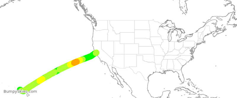 Turbulence forecast map for ASA788, LIH to SFO