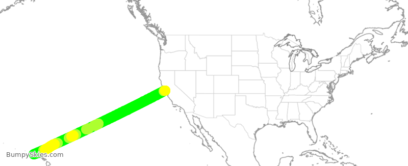Turbulence forecast map for ASA789, SFO to LIH