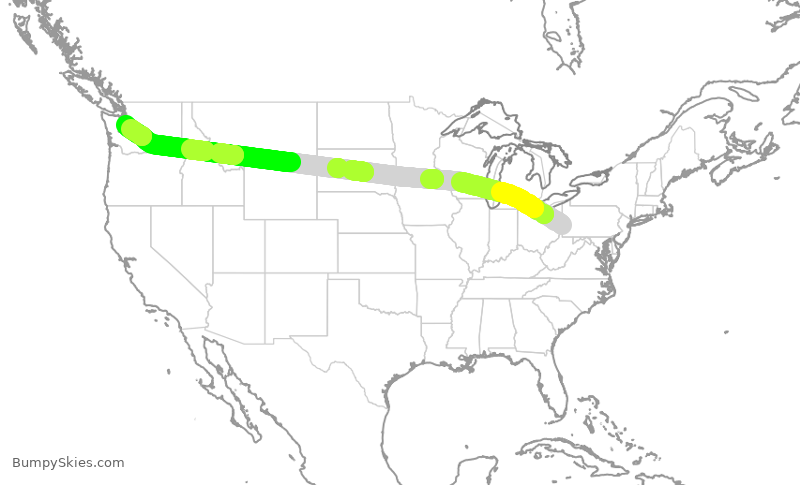 Turbulence forecast map for ASA78, PIT to SEA