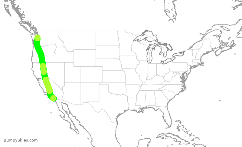 Turbulence forecast map for ASA792, SAN to SEA