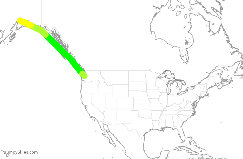 Turbulence forecast map for ASA79, SEA to ANC