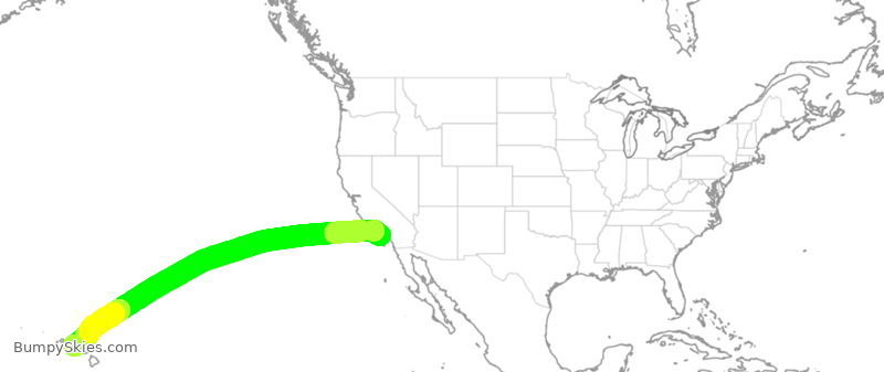 Turbulence forecast map for ASA803, LAX to HNL