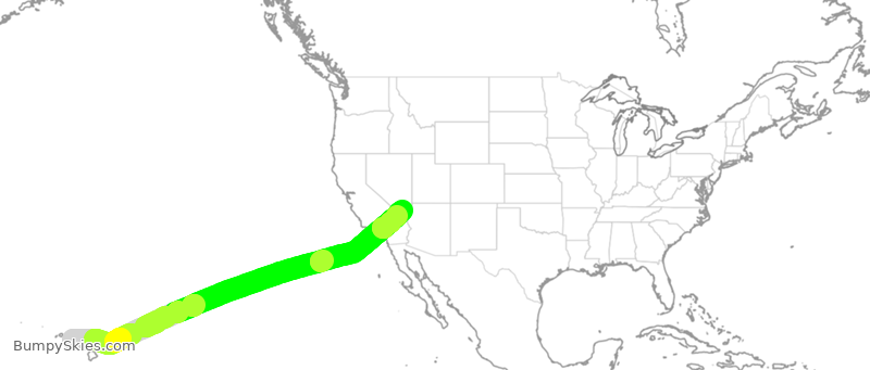 Turbulence forecast map for ASA808, HNL to LAS