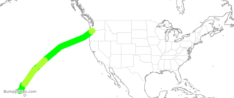 Turbulence forecast map for ASA833, PDX to HNL