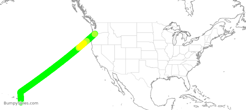 Turbulence forecast map for ASA834, PDX to KOA