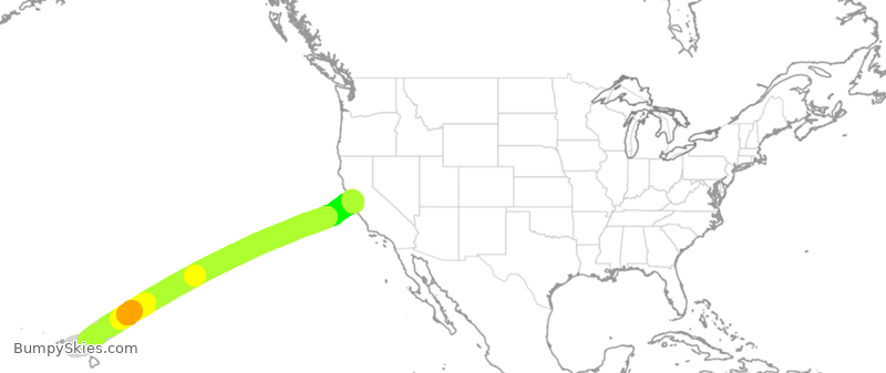 Turbulence forecast map for ASA834, HNL to SFO