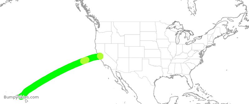 Turbulence forecast map for ASA838, SJC to HNL