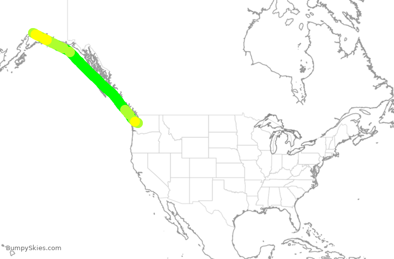 Turbulence forecast map for ASA83, SEA to ANC