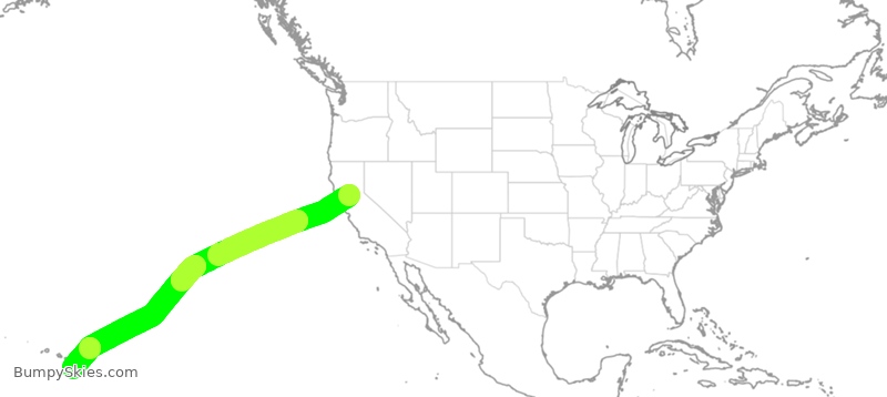 Turbulence forecast map for ASA842, SMF to KOA