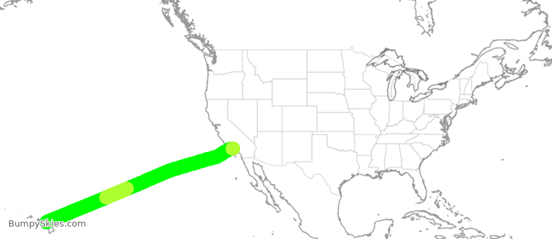 Turbulence forecast map for ASA845, OGG to LAX